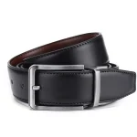 Men's genuine leather double-sided belt, men's luxury strap, laser engraving, retro pin buckle, high quality, new fashion