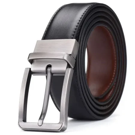 Men's genuine leather double-sided belt, men's luxury strap, laser engraving, retro pin buckle, high quality, new fashion