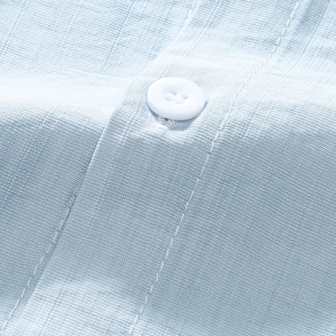 2024 Men's Short Sleeve Button Down Tropical Shirts Solid Color Basic Daily Tops Casual Blue Color