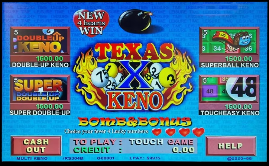 New generation 4 hearts Texas Keno game board arcade machine Plug Type US Plug