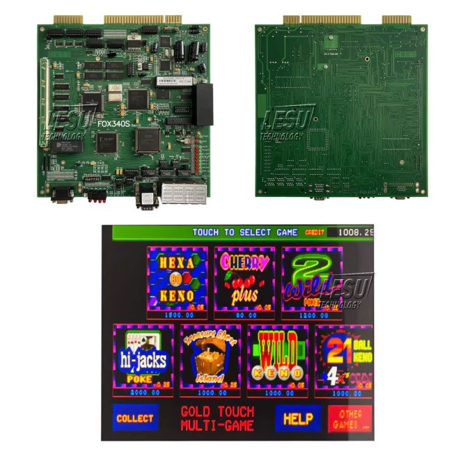 Green motherboard Fox 340s series Gold touch multi-game slot gaming motherboard Plug Type US Plug