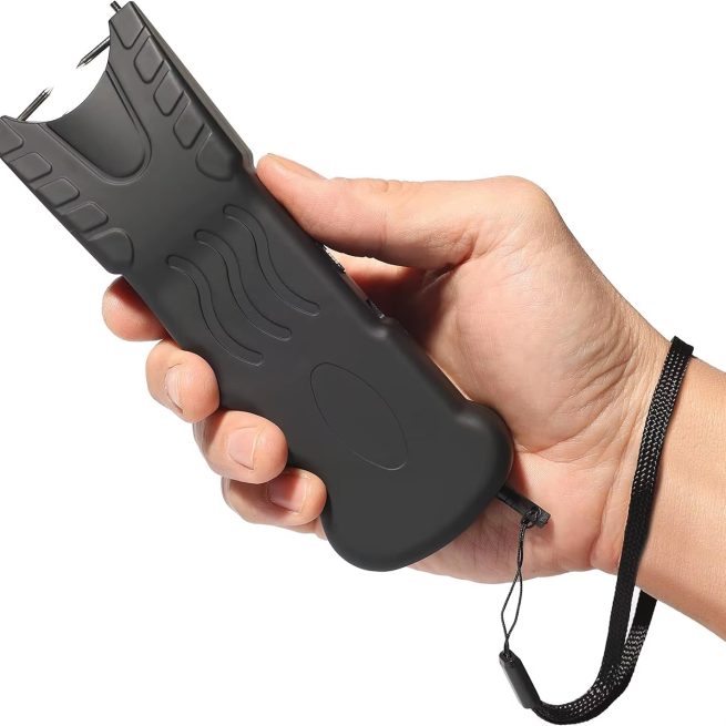 Women Safety Defense Black Stun Gun Rechargeable LED Flashlight