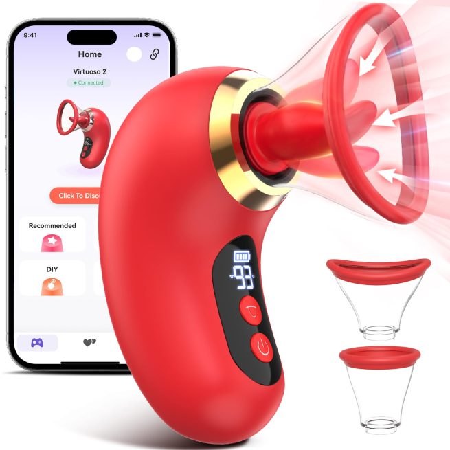 APP Control Clitoral Sucker Vibrator Tongue Licking Nipple Vagina