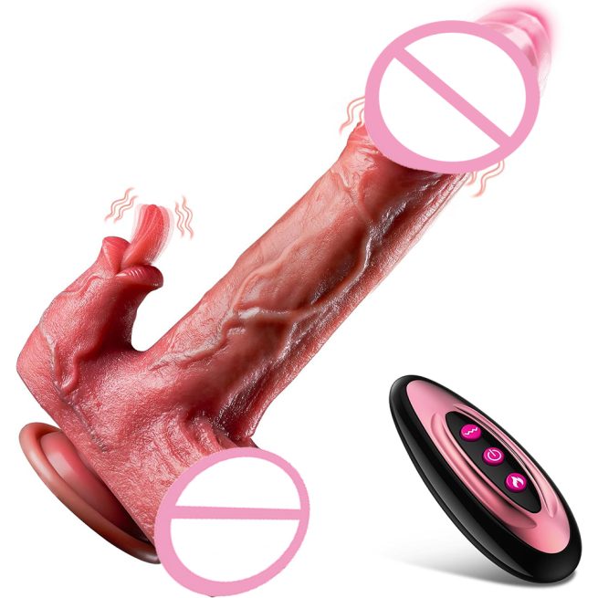 Female Big Dildo Vibrator Penis Telescopic Heating Tongue Licking Silicone