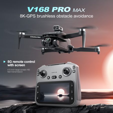 V168 PRO Max GPS Drone 8K Professional HD Dual Camera Screen 360°
