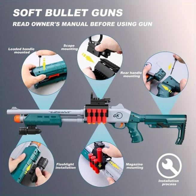 Soft Bullet Sniper Rifle with Scope Toy JH2027C Shell Throwing Toy