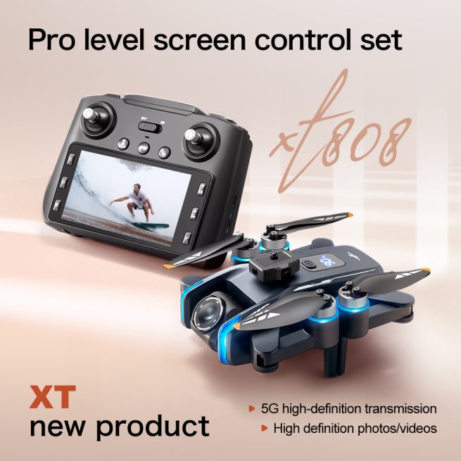 NEW XT808 Screen Display 5G Optical Flow GPS Folding Drone With WIFI