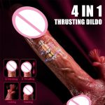 Female Big Dildo Vibrator Penis Telescopic Heating Tongue Licking Silicone