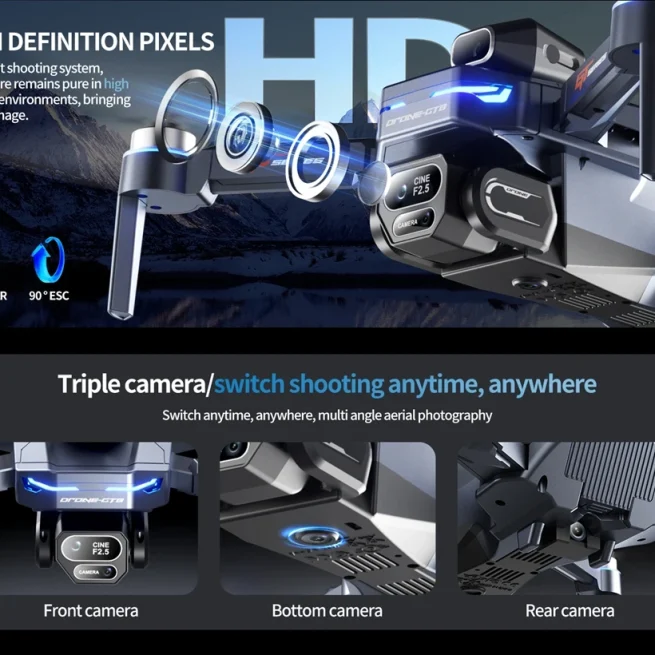 New Professional 8K HD Three Camera Drone GT8 RC Drone