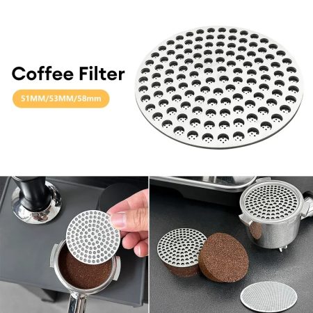 51mmReusable Metal Double Coffee Filter Fine Mesh Heat Resistant Coffee Puck Screen Professional Espresso