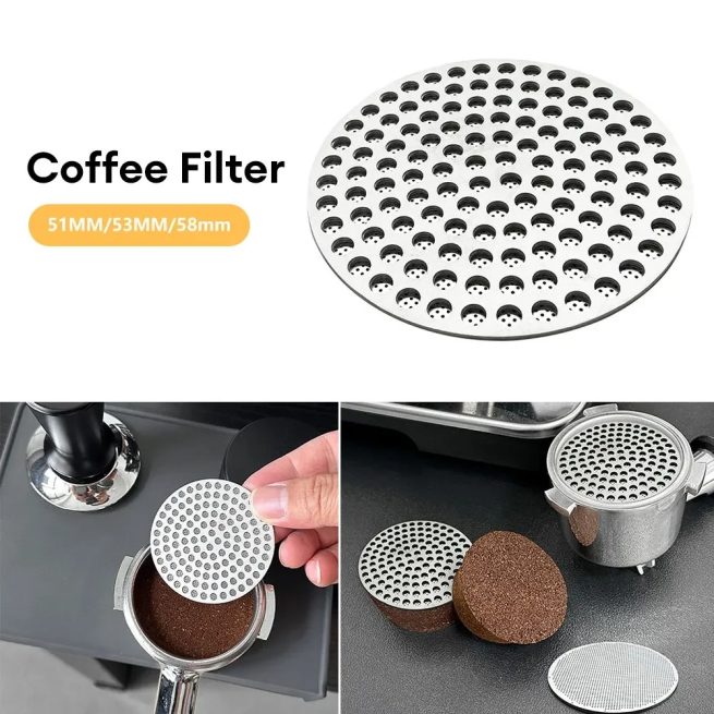 51mmReusable Metal Double Coffee Filter Fine Mesh Heat Resistant Coffee Puck Screen Professional Espresso