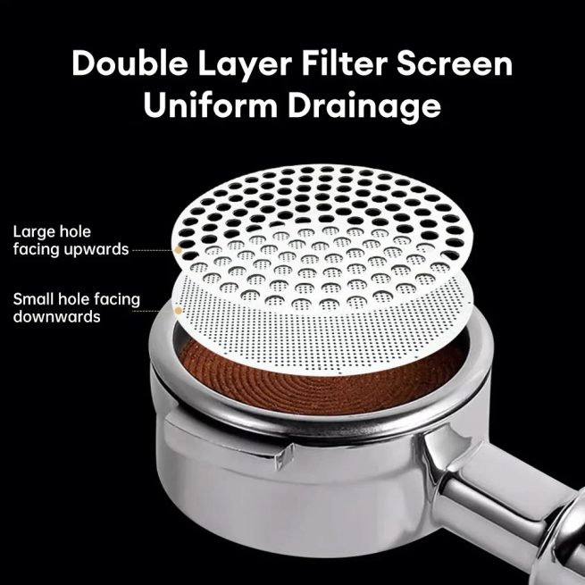 51mmReusable Metal Double Coffee Filter Fine Mesh Heat Resistant Coffee Puck Screen Professional Espresso