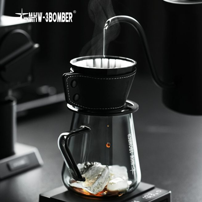 MHW-3BOMBER Pour Over Coffee Dripper Cone Filters with PU Protection Drip Coffee Maker For 155 Cake