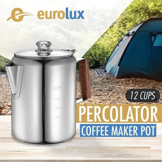 Tool Percolator Coffee Maker Pot Durable Stainless Steel Material Brew Coffee , Grill or Stovetop for Camping Authentic
