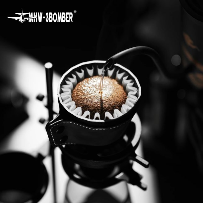 MHW-3BOMBER Pour Over Coffee Dripper Cone Filters with PU Protection Drip Coffee Maker For 155 Cake