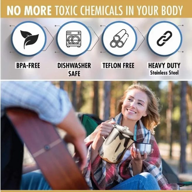 Tool Percolator Coffee Maker Pot Durable Stainless Steel Material Brew Coffee , Grill or Stovetop for Camping Authentic