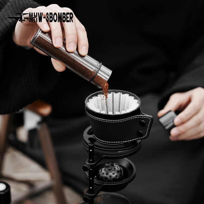 MHW-3BOMBER Pour Over Coffee Dripper Cone Filters with PU Protection Drip Coffee Maker For 155 Cake