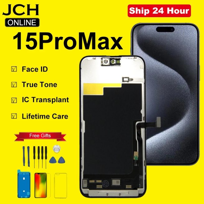 JCH AAAA Grade LCD Display For iPhone 15 Pro Max Screen Replacement Support Face ID True Tone Incell