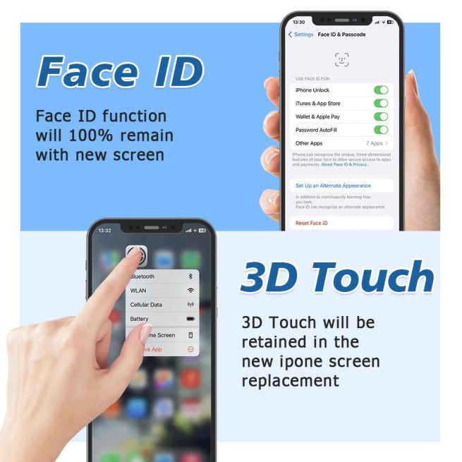 JCH AAAA Grade LCD Display For iPhone 15 Pro Max Screen Replacement Support Face ID True Tone Incell