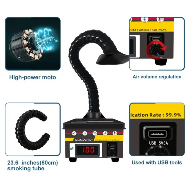 Smoke mist purifier,eliminate toxic smoke, Laser Smoke Absorber Solder Fume Extractor Welding Smoke Purifier for Phone Repair Na