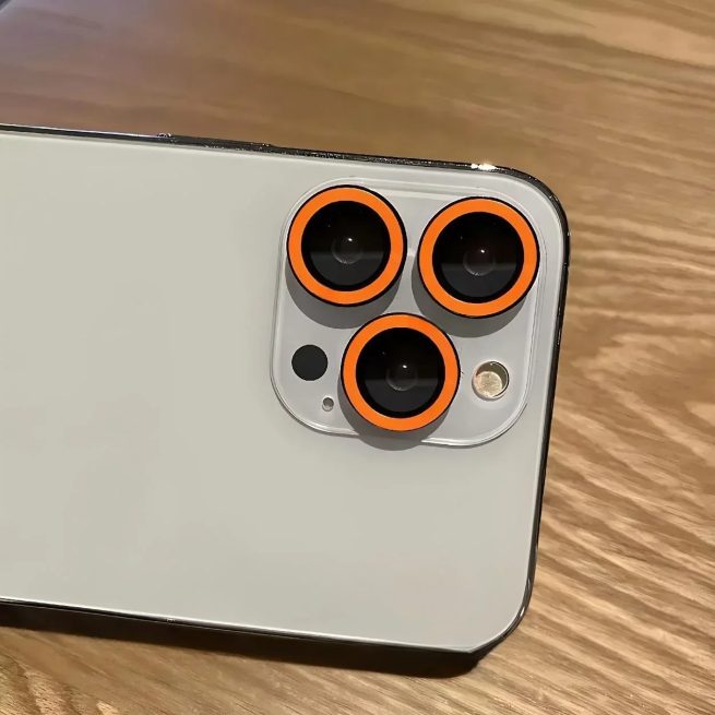 Orange Metal Glass Camera Lens Protector For IPhone 15 16 Pro Max Plus 15Pro 16Pro Women Ring Lens Cover